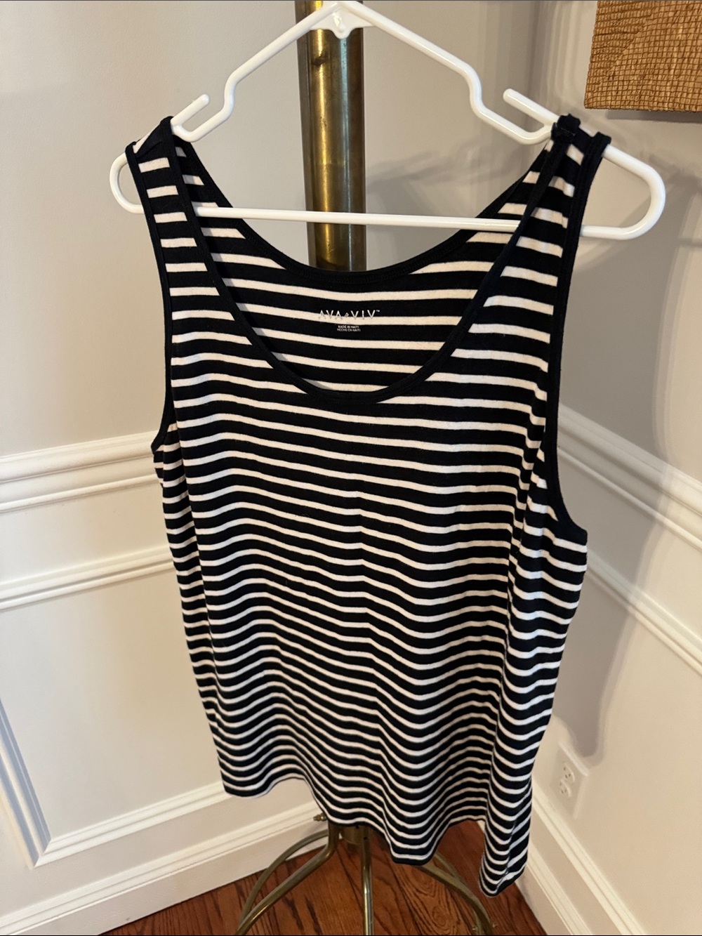 Ava & Viv Black and White Striped Tank Top